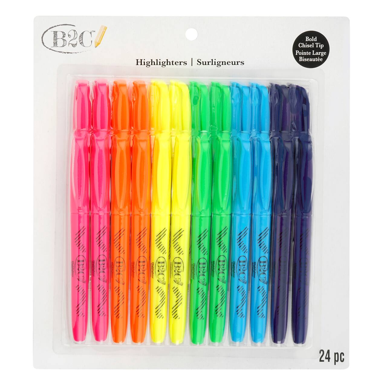 8 Packs: 24 ct. (192 total) Bold Chisel Tip Highlighter Set by B2C&#x2122;